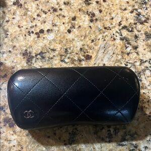 CHANEL Quilted Black Leather Case